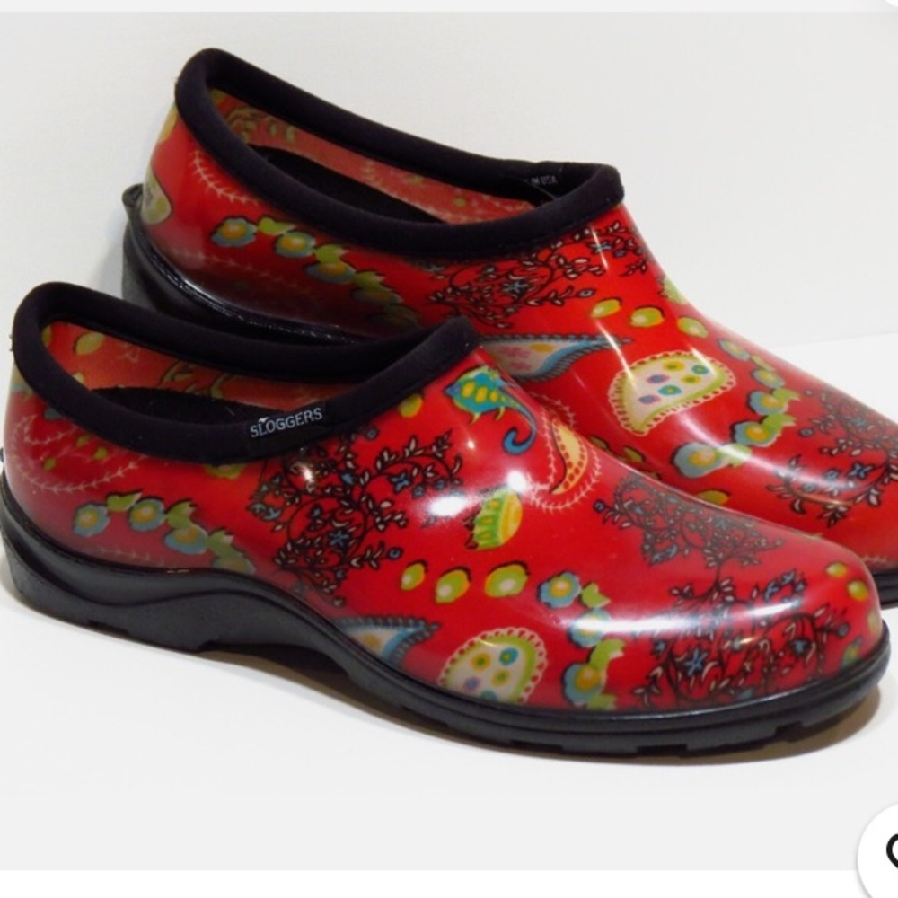 Sloggers Red Paisley garden shoes